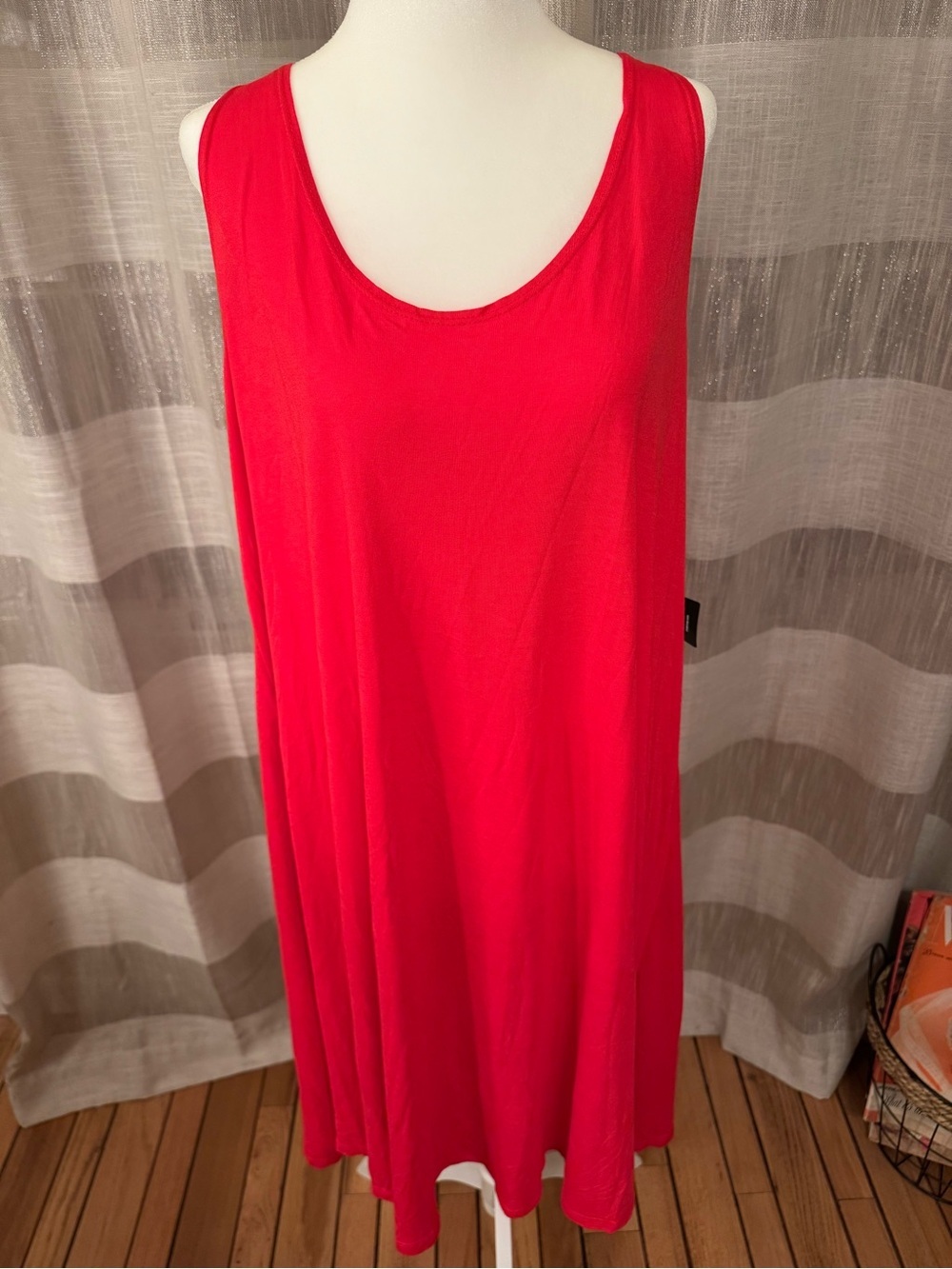 ellos Bright Red Sleeveless Midi Swing Dress